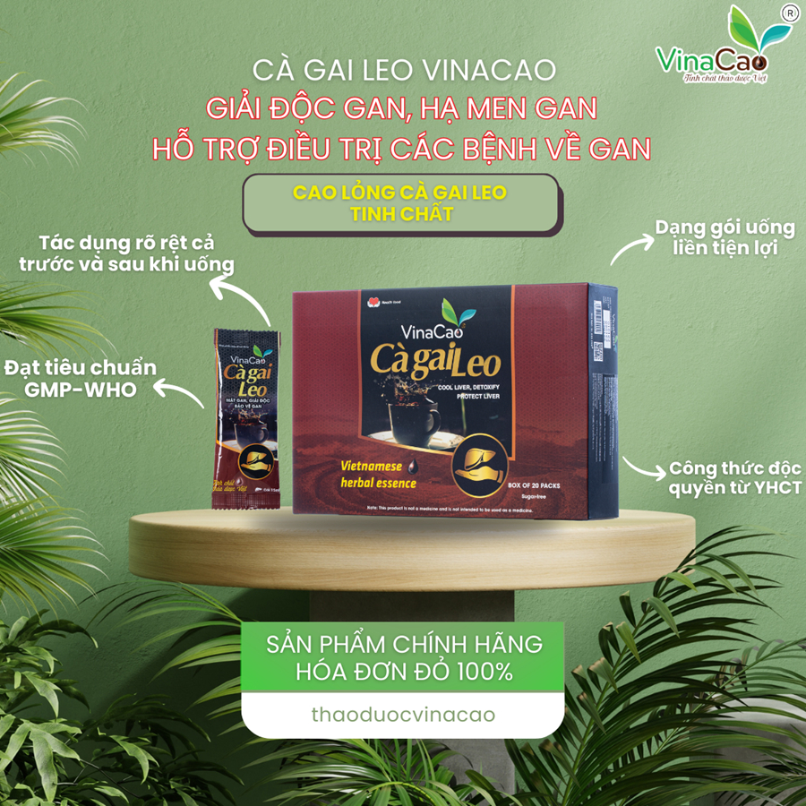 Cao cà gai leo Vinacao - 100% Cà gai leo - Mát gan, giải độc, bảo vệ gan- hộp 20 gói